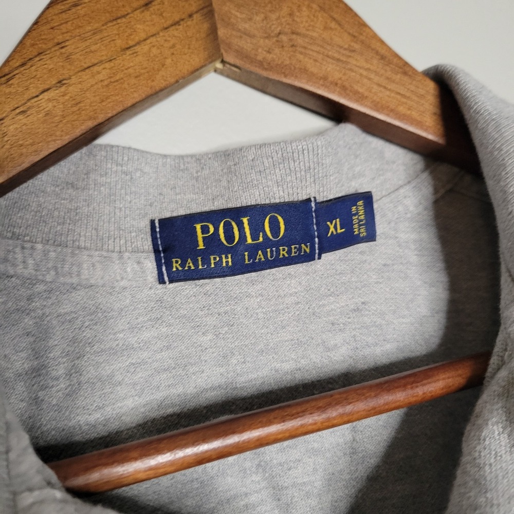 Ralph Lauren‎ Pique Polo Shirt XL Extra Large Gray Blue Pony Men VTG Y2K - Picture 11 of 13